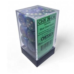 CHESSEX 26636 GEMINI 16mm 12xD6 BLUE-GREEN/GOLD