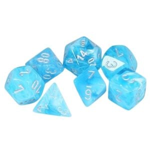 CHESSEX 20566 LUMINARY MINI POLYHEDRAL 7 DICE SET SKY/SILVER