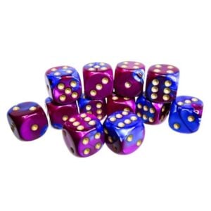 CHESSEX 26628 GEMINI 16mm 12xD6 BLUE-PURPLE/GOLD
